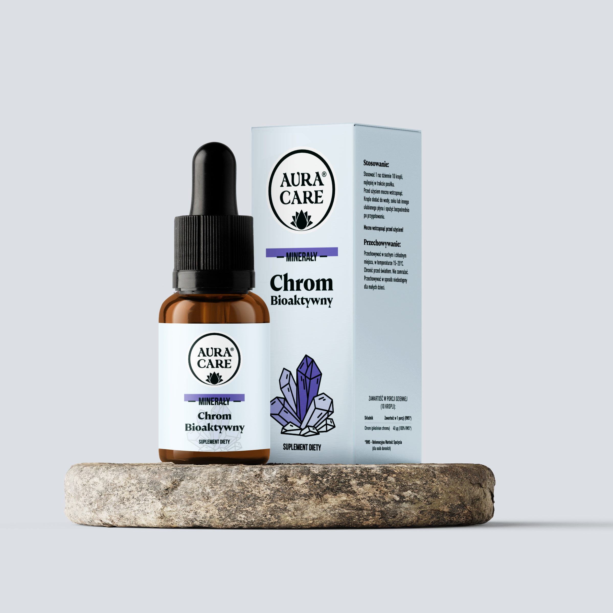 Chrom Bioaktywny w kroplach Bioaktywna forma Minerały Aura Care | 15 ml