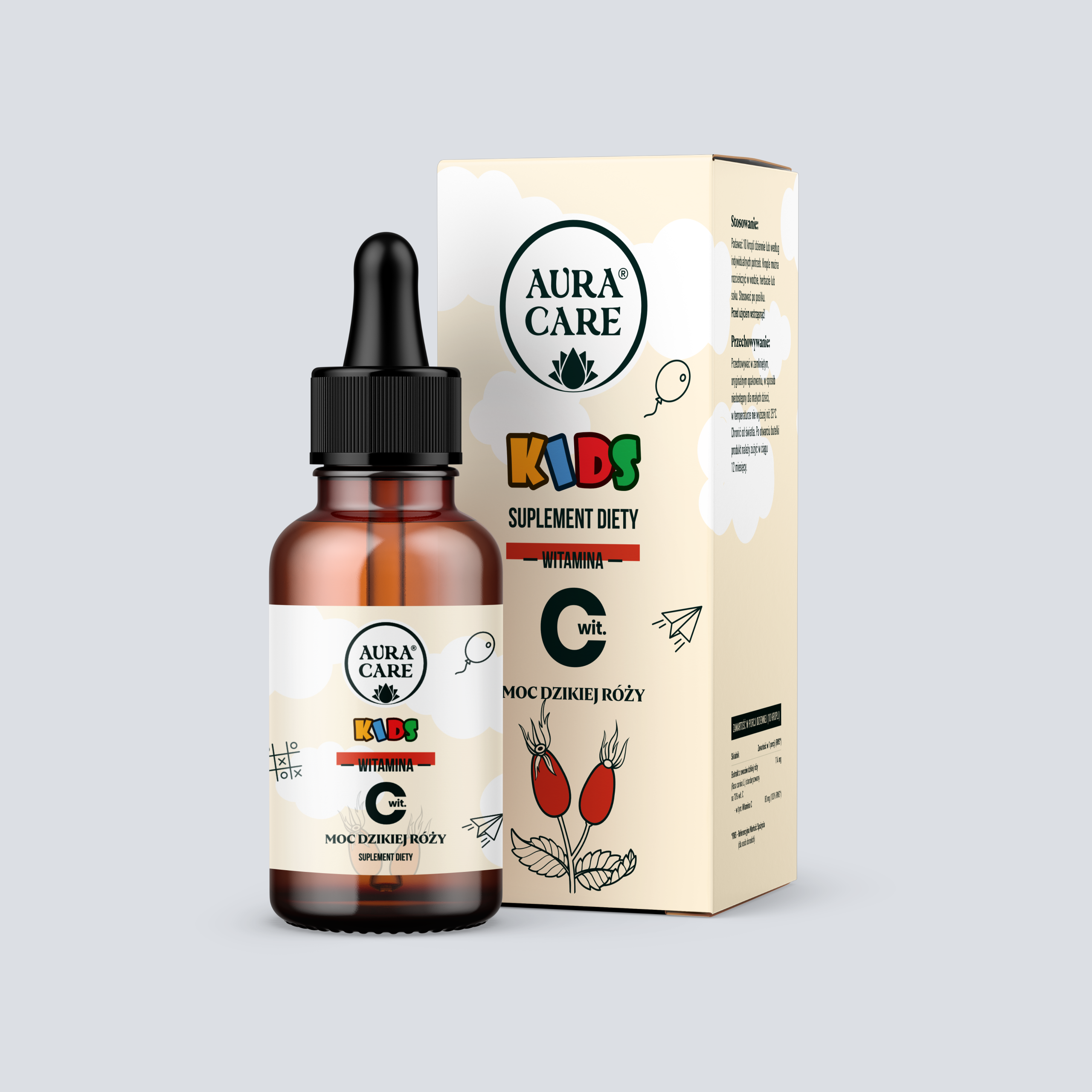 Witamina C dla dzieci Moc dzikiej róży Witaminy Aura Care KIDS | 50ml