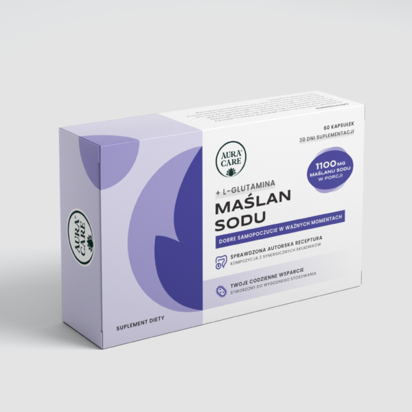 Maślan Sodu + L-GlutaminaMoc synergii Maślan sodu Aura Care | 60 kapsułek