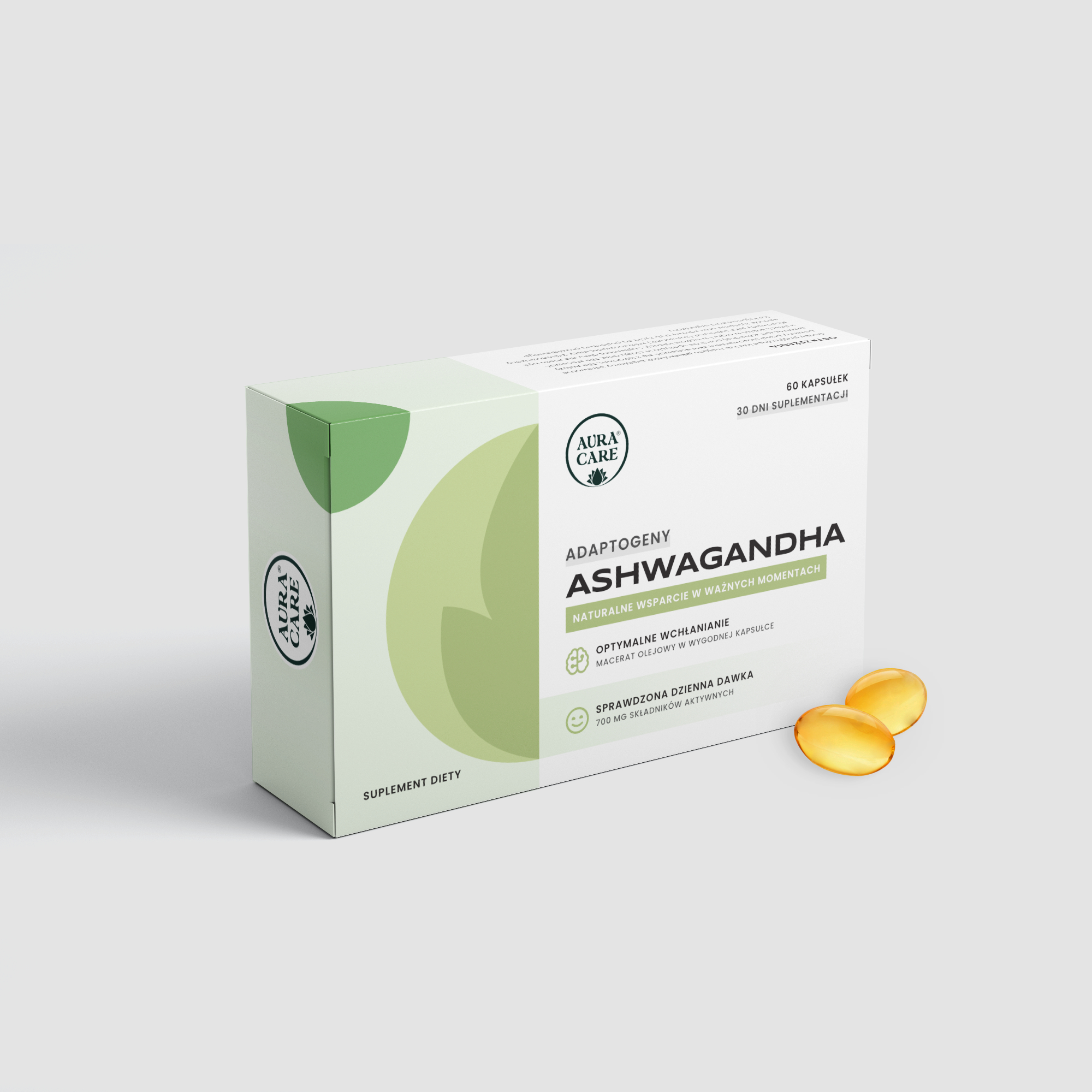 Ashwagandha w kapsułkach Ashwagandha Adaptogeny Aura Care | 60 kapsułek