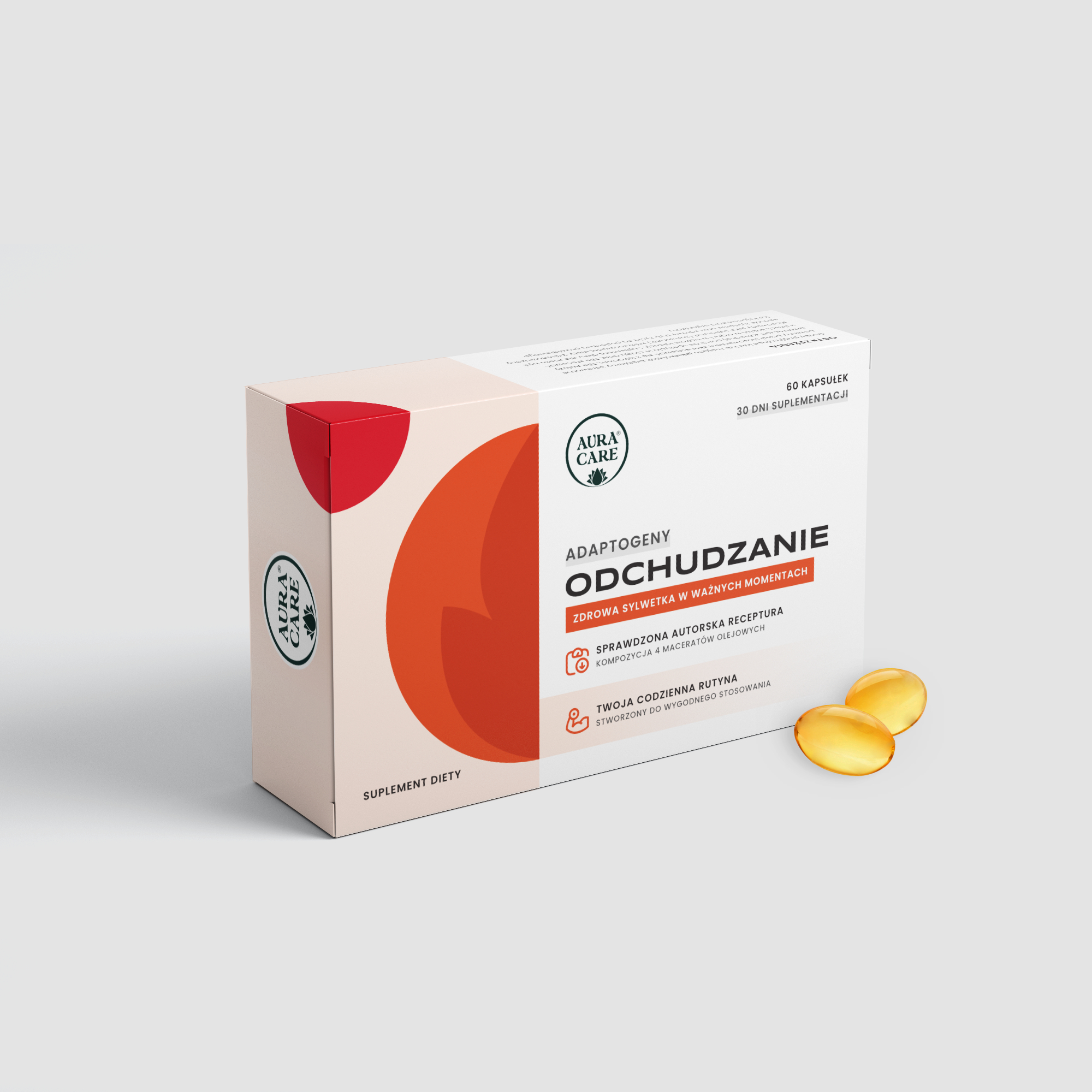 Odchudzanie w kapsułkach Czarci pazur, Pokrzywa Indyjska, Morszczyn, Guarana Adaptogeny Aura Care | 60 kapsułek