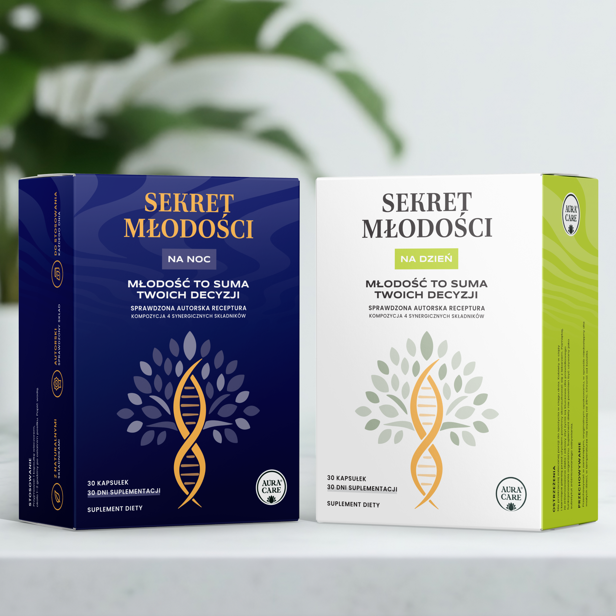 Sekret Młodości Dwufazowy suplement Longevity Długowieczność od Aura Care | 2x30 kapsułek