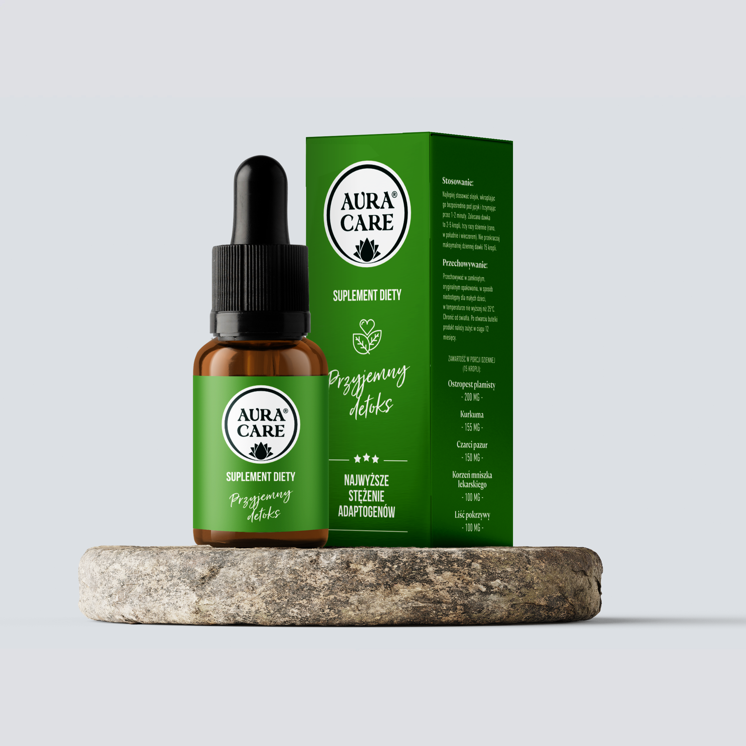 Przyjemny detoks Kurkuma, Pokrzywa, Czarci pazur, Ostropest, Korzeń mniszka lekarskiego Adaptogeny Aura Care | 14100 mg