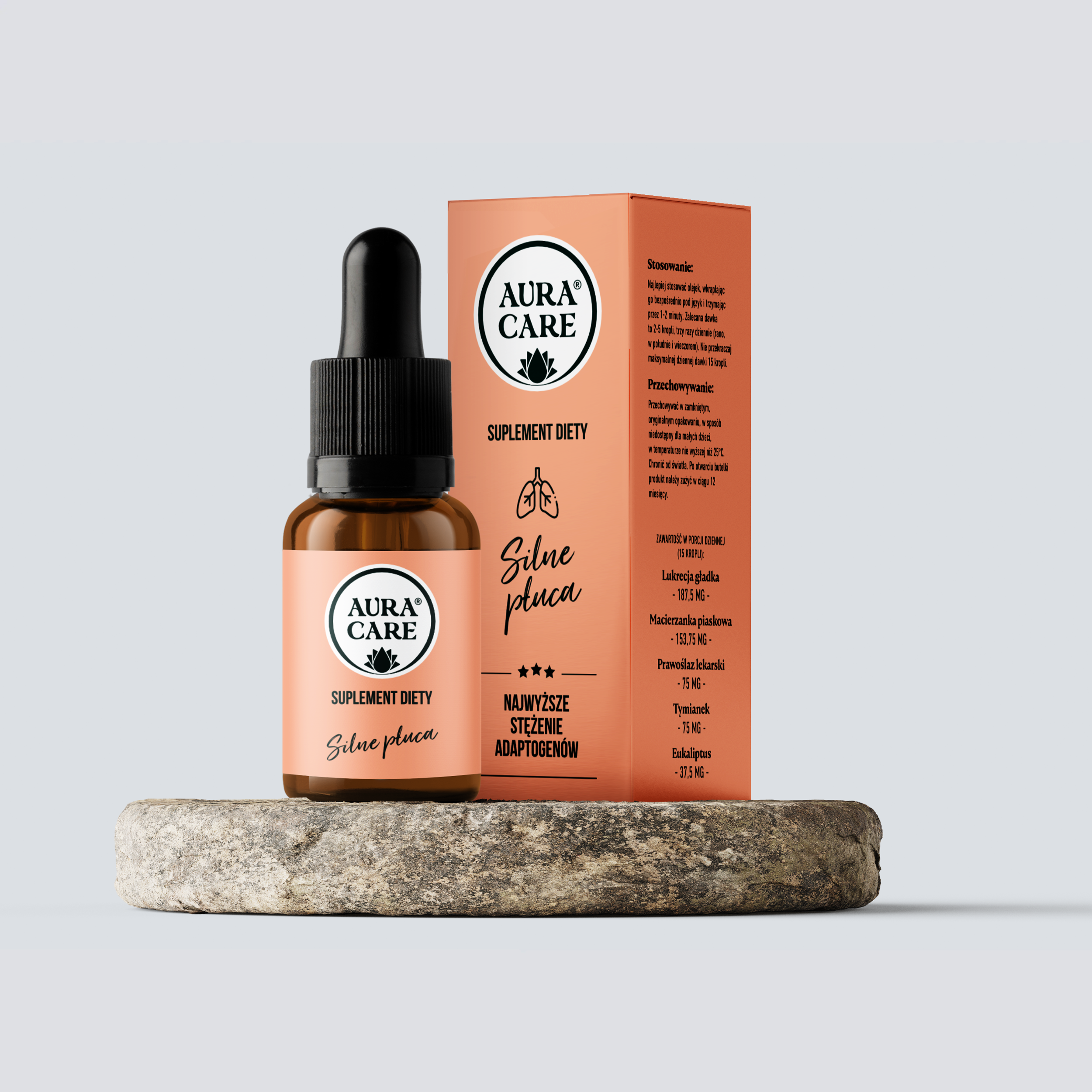 Silne Płuca Lukrecja, Macierzanka, Prawoślaz Lekarski, Tymianek Pospolity, Eukaliptus Adaptogeny Aura Care | 14100 mg