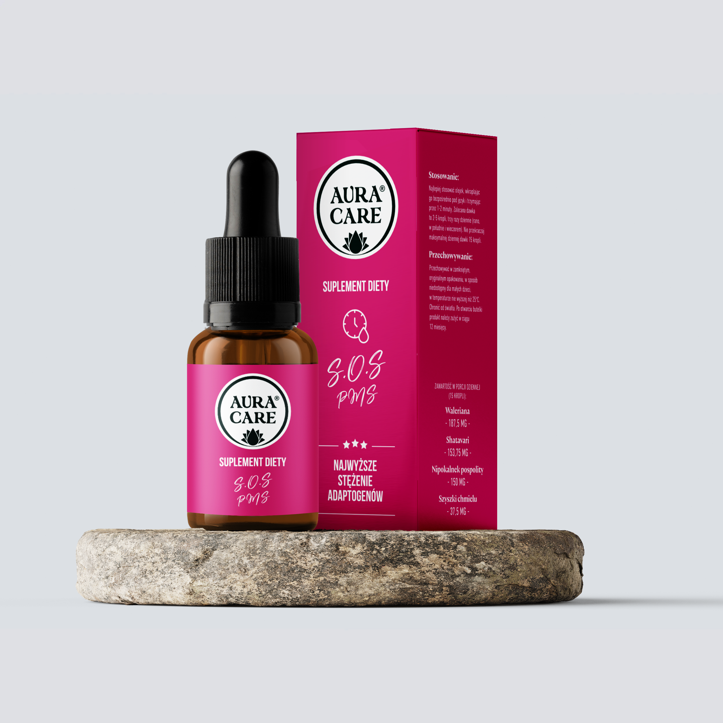 S.O.S PMS Szyszki chmielu, Shatavari, Niepokalanek pospolity, Waleriana Adaptogeny Aura Care | 14100 mg